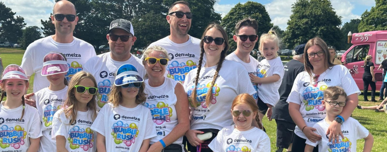 The MEMS team showing support at the Demelza Bubble Rush event.